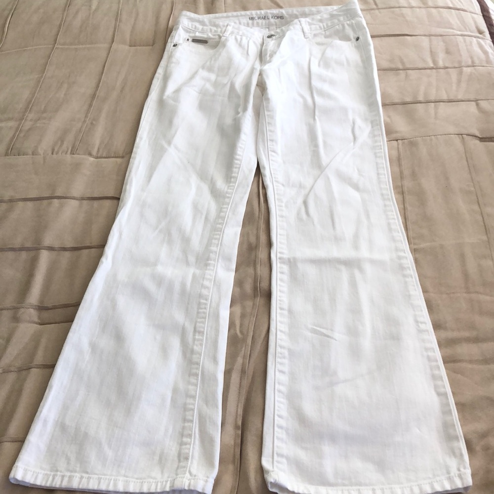 White jeans, slight flare